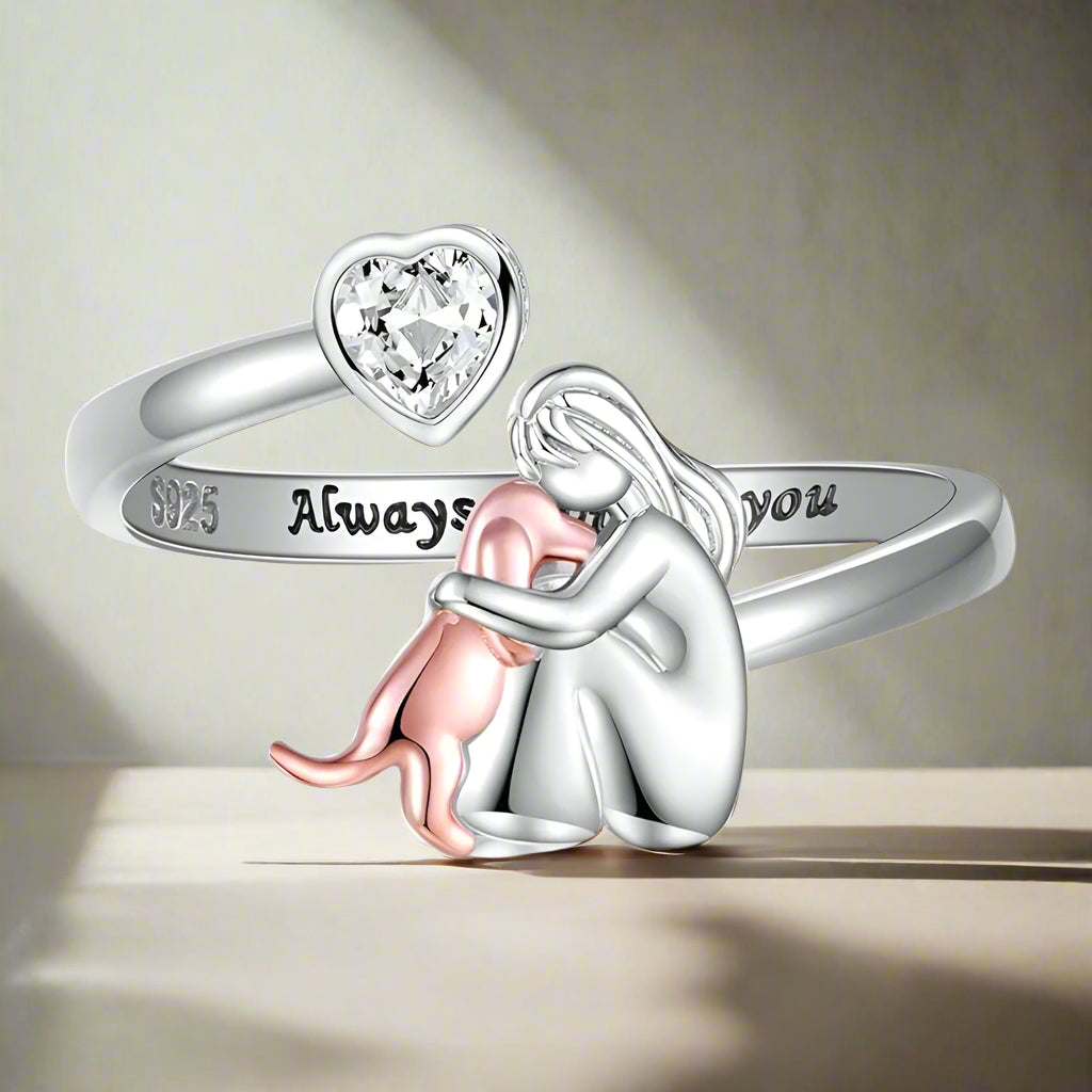 Anne™ - Bague avec Icône de Chien (Rose)